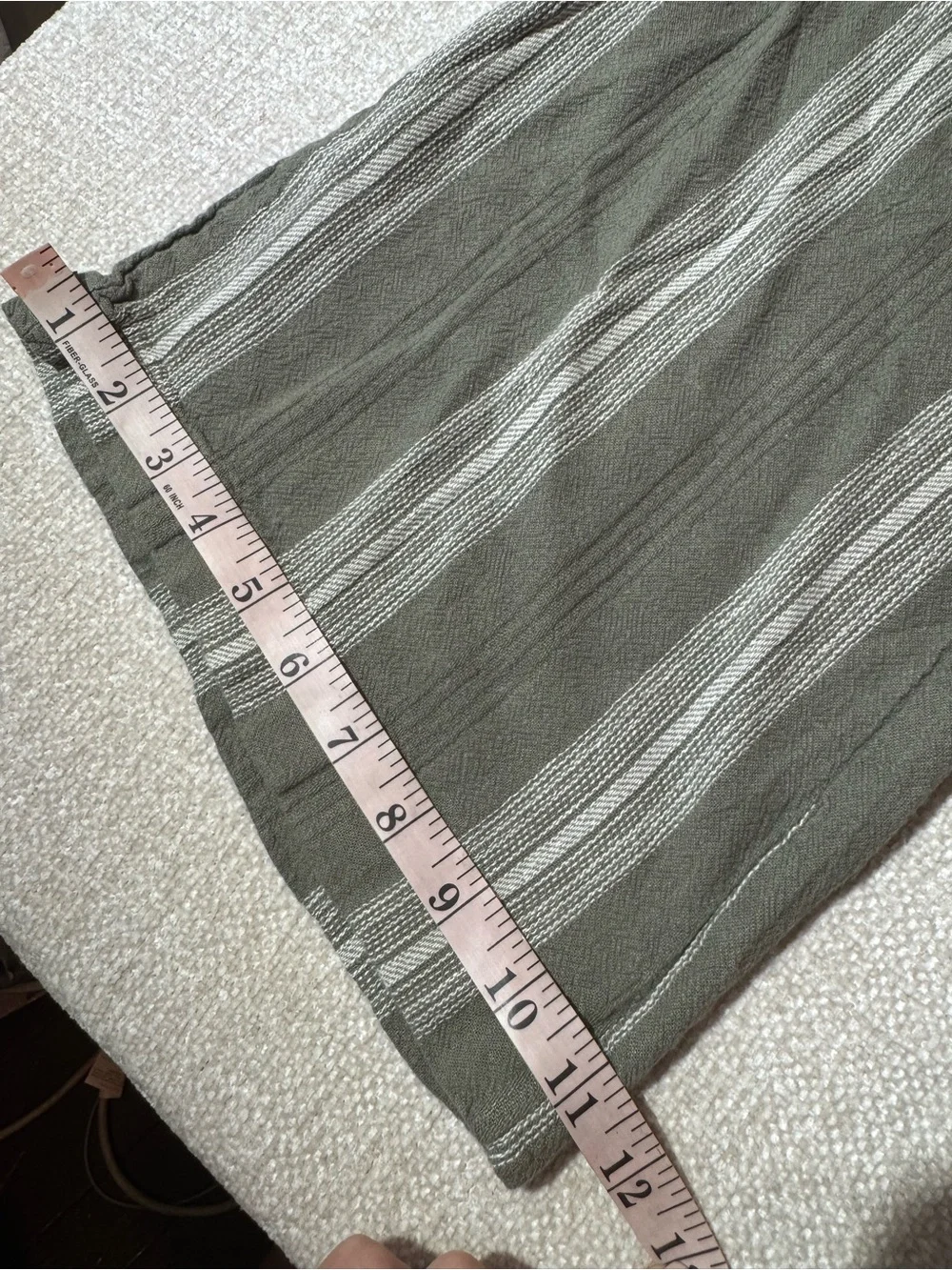 Rewash Linen Rayon Wide Leg Green Striped Pant Medium